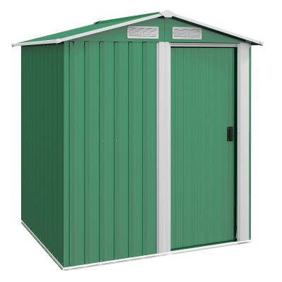 Garden Metal Tool Storage Shed with Sliding Door and Floor - Green