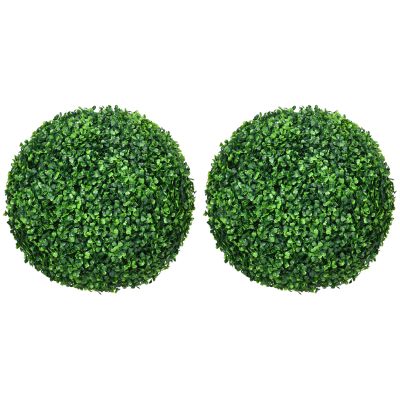 Scott Set of 2 Artificial Topiary Balls Faux Boxwood Balls for Decoration - Green