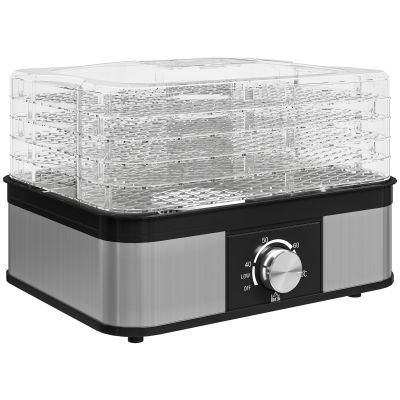 LORNWICK Food Dehydrator Stainless Steel Electric 5 Tier Fruit and Meat Dryer - Black