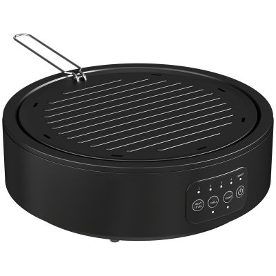 Electric Ceramic Hob with Grill Plate, 36cm - Black