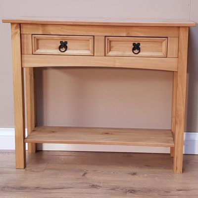 Corona Solid Pine Console Table 2 Drawer Hallway - Mexican Style 