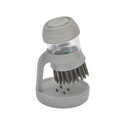 Dish Pot Brush with Soap Dispenser,Grey