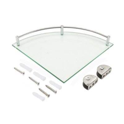 1 Tier Bathroom Glass Corner Shelf Wall Mounted