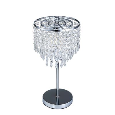 Delicate Crystal Table Lamp with Slender Stem and Round Frame