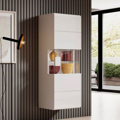 Opulent Orbit Wall Cabinet with 5 shelf Including 1 Glass One - White
