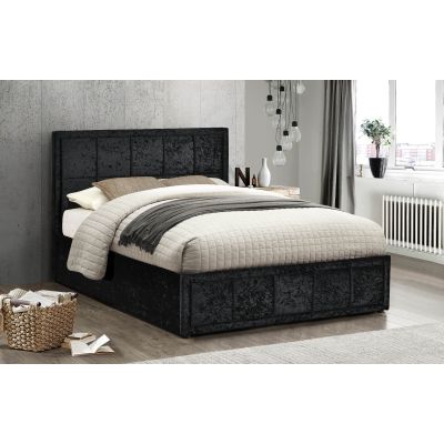 Birlea Hannover Black Crushed Velvet Ottoman Storage Bed - Double 4ft6