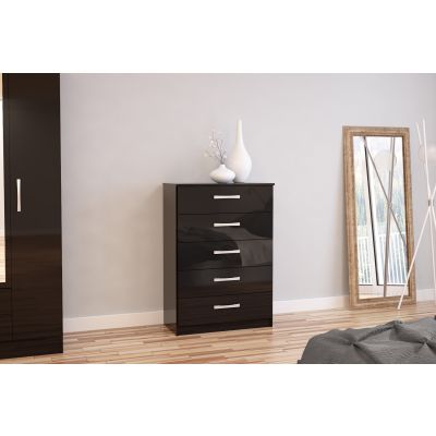 LYTHAM Black Chest of Drawers - Medium-sized, 5 Drawers