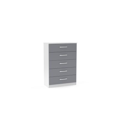 LYTHAM IV White Chest of Drawers - Medium-sized, 5 Drawers