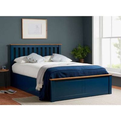 Phoenix Wooden Ottoman Storage Navy Blue Bed - Small Double 4ft