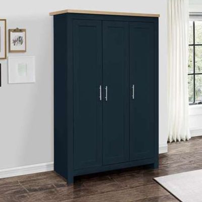 Wardrobe - HEINZ 3 Door Wardrobe Navy Blue 111.9cm