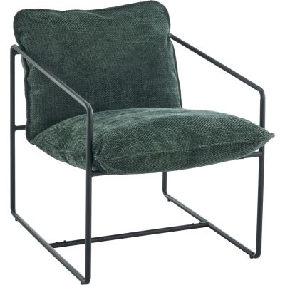 Tivoli Occasional Chair - Black Metal Green Fabric