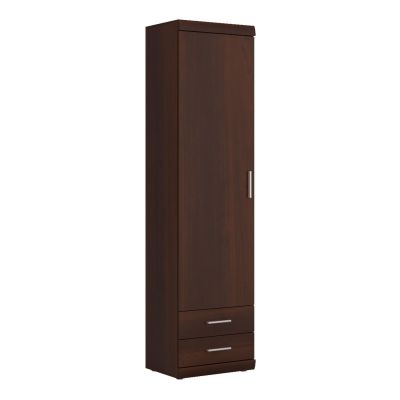 Imperial Tall 1 Door 2 Drawer Narrow Cabinet - Dark Mahogany Melamine