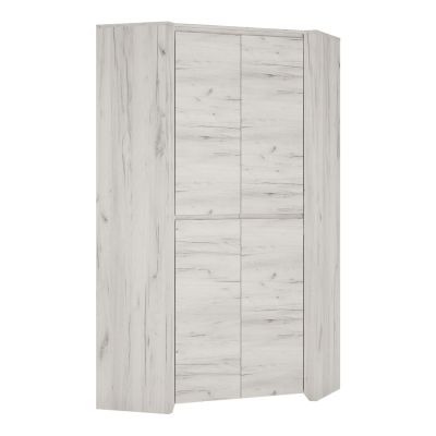 Kids Wardrobe - AKRON 2 Door Children Wardrobe White and Oak 96cm
