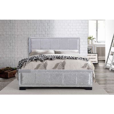 Birlea Hannover Steel Crushed Velvet Bed Frame - Double 4ft6