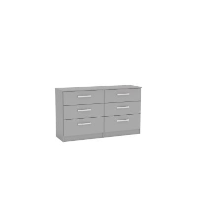 LYTHAM Grey Chest of Drawers - Large-sized, 6 Drawers, Double