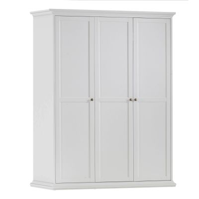 Wardrobe - PORTHOPE 3 Door Wardrobe White 138.8cm
