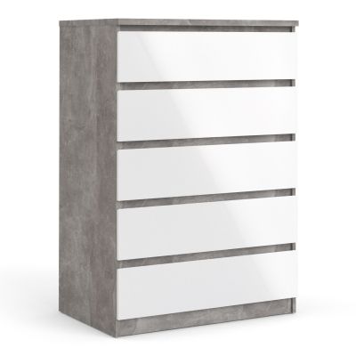 NANAIMO Grey Chest of Drawers - Medium-sized, 5 Drawers