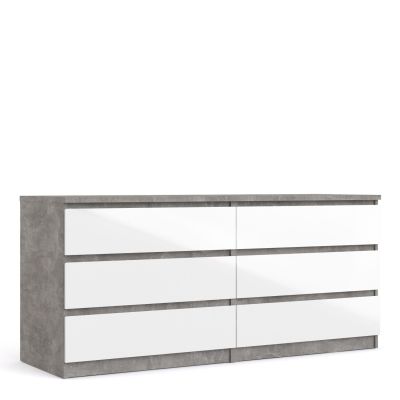 NANAIMO Grey Chest of Drawers - Extra Large-sized, 6 Drawers