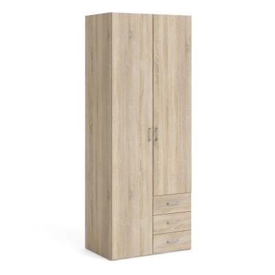 Kids Wardrobe - SUFFOLK 2 Door 3 Drawer Children Wardrobe Oak 77.6cm