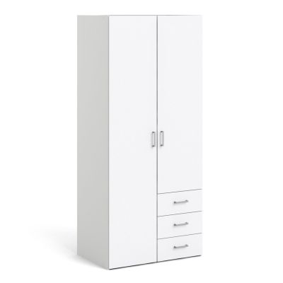 Kids Wardrobe - SUFFOLK 2 Door 3 Drawer Children Wardrobe White 77.6cm