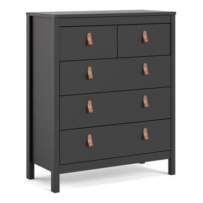 BURNLEY Black Chest of Drawers - Medium-sized, 5 Drawers