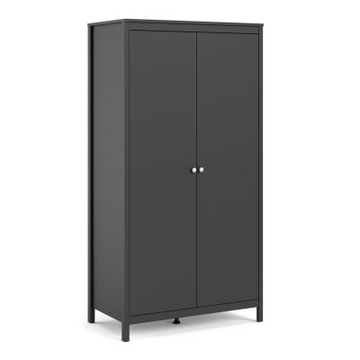 Kids Wardrobe - MEMPHIS 2 Door Children Wardrobe Matt Black 102.1cm
