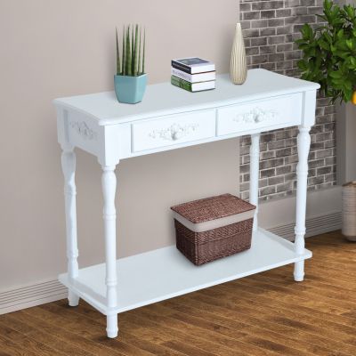 Elegant 2-Drawer Console Table - White