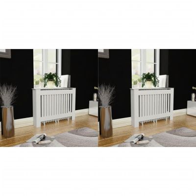 Radiator Covers 2 pcs White MDF 112 cm