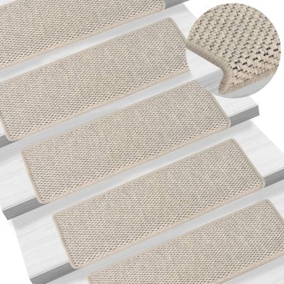 Stair Mats Self-adhesive Sisal-Look 15 Pcs 65x21x4cm Silver