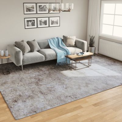 Rug Washable Grey 400x300cm Anti Slip