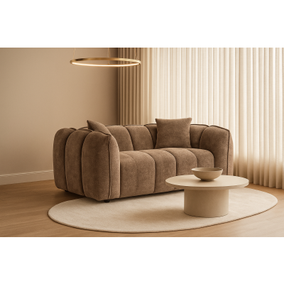 SERINZE Fabric 2 Seater Sofa - Mocha