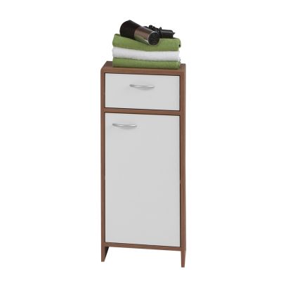 Madrid 1-Door 1-Drawer Bathroom Storage Chest - White & Plum Tree