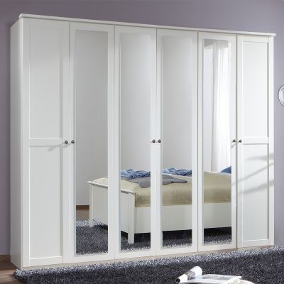 Wardrobe - CONWAY 6 Door Wardrobe White 270cm