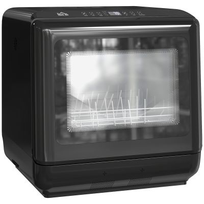 HERON Table Top Dishwasher Mini Countertop Dishwasher with Built in 6L Water Tank Black