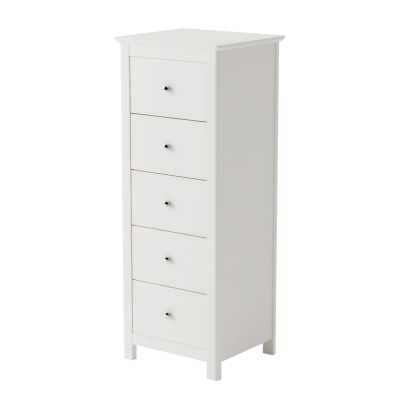 FAYRA White Chest of Drawers - Tallboy, Medium-sized, 5 Drawers
