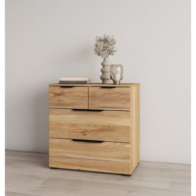 TIVERTON Oak Finish Chest of Drawers - Medium-sized, 4 Drawers