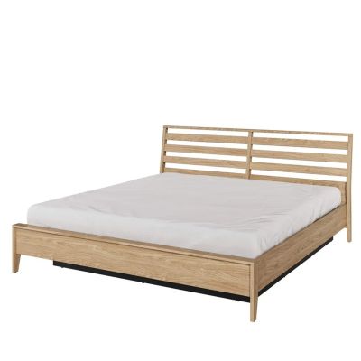 Super Kingsize Bed - CLASSIQUE EU Ottoman Bedframe with Underbed Storage - Oiled Oak