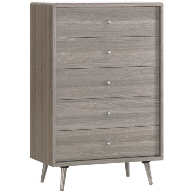 BURBANK Grey Chest of Drawers - Large-sized, 5 Drawers