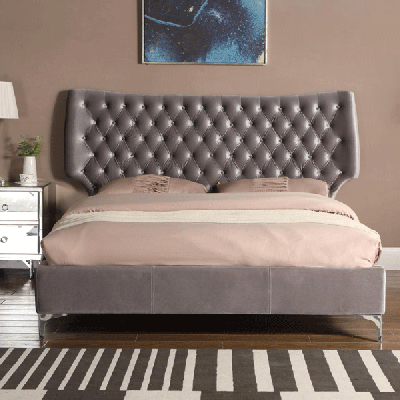 Erewash Grey Velvet - Double Bed