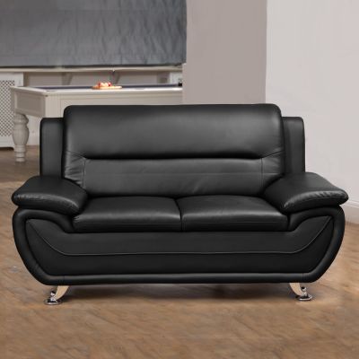 2 Seater Sofa - MARRONIA Leather Sofa - Black