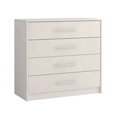 AREZZO White Chest of Drawers - Medium-sized, 4 Drawers