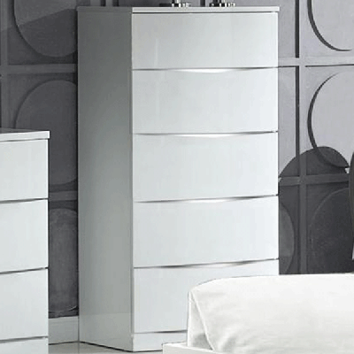 ARCATA White Chest of Drawers - Tallboy, Medium-sized, 5 Drawers, Ready Assembled