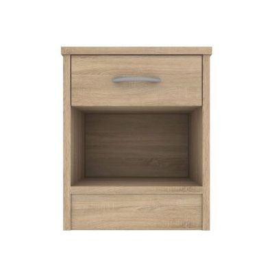 Bedside Table - CONTEMPORARY 1 Drawer Nightstand Natural Oak 40cm