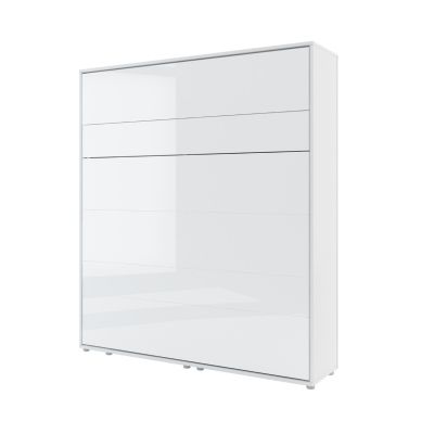 ArtNest Vertical Wall Bed 180cm with Shelves - White Gloss