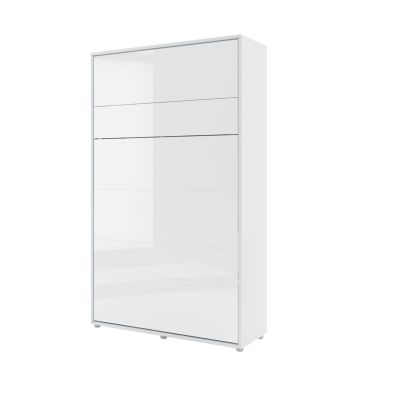 ArtNest Vertical Wall Bed 120cm with Shelf - White Gloss