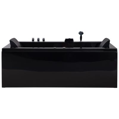 Left Hand Whirlpool Bath with LED 1830 x 900 mm Black VARADERO