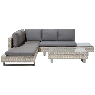 5 Seater PE Rattan Garden Corner Sofa Set Grey LANCIANO