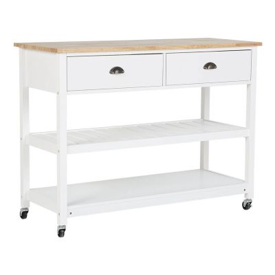 2 Drawer Kitchen Trolley White NAVARINO