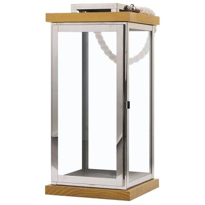 Glass Candle Lantern 41 cm Silver BORNEO