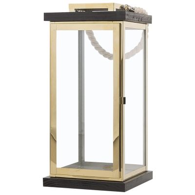 Glass Candle Lantern 41 cm Brass BORNEO